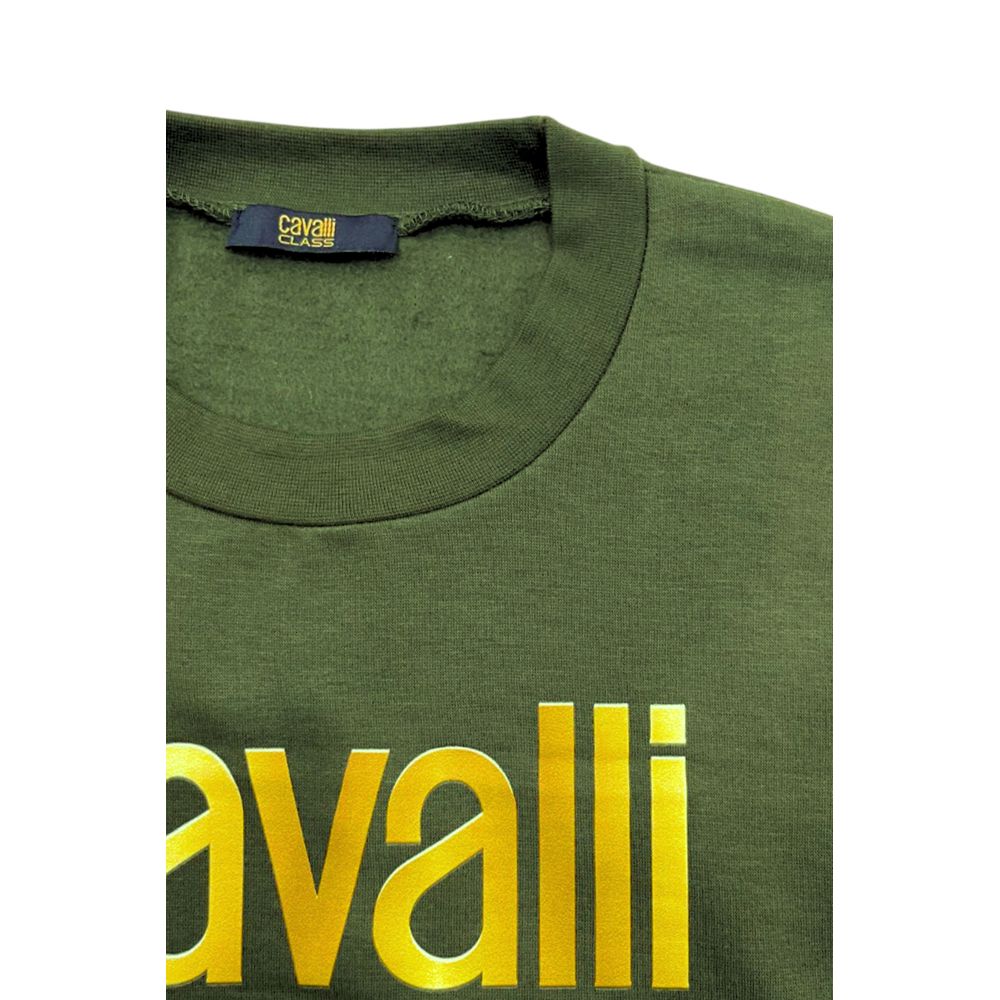 Cavalli Class Green Polyester Men's Hoodie Cavalli Class