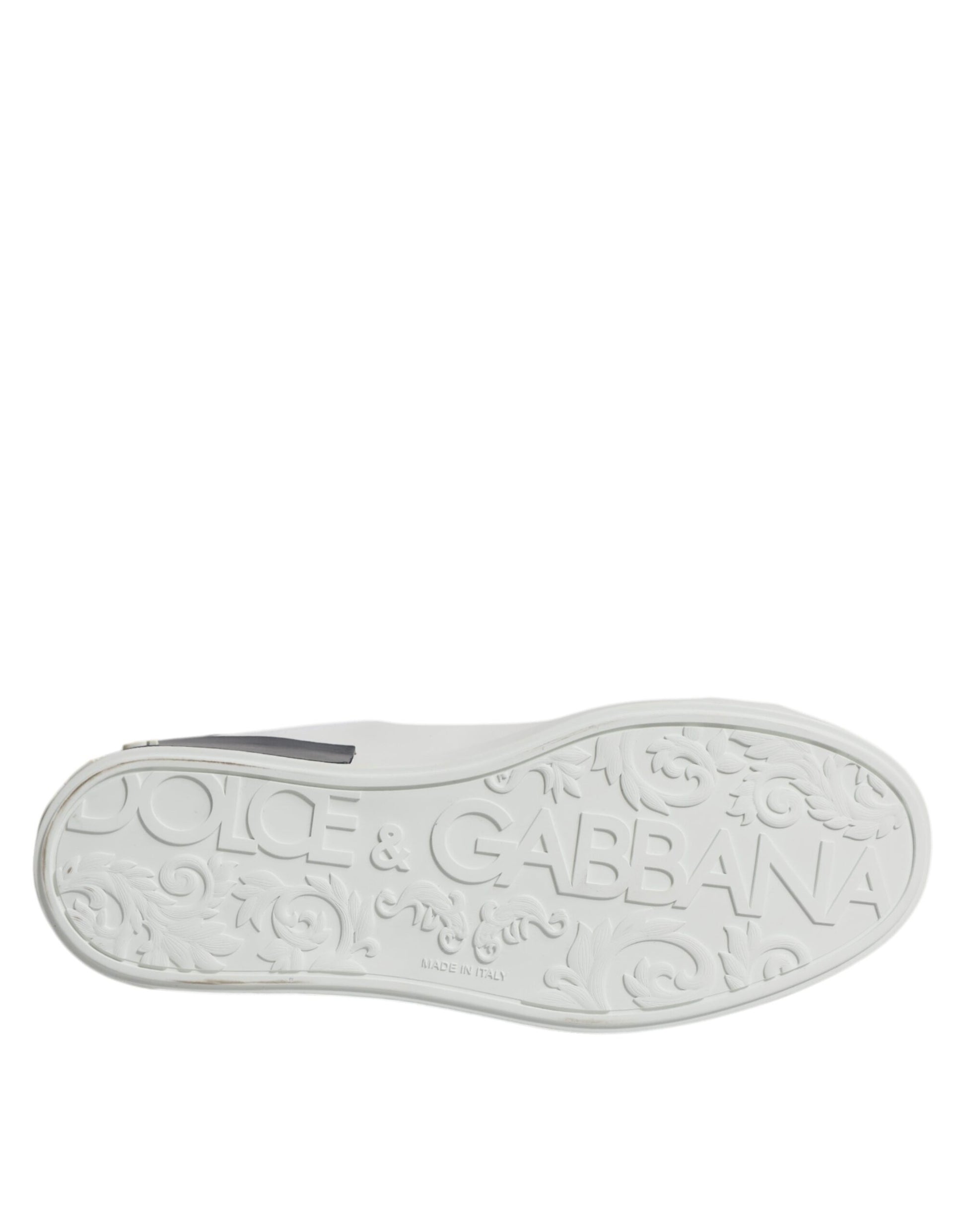 Dolce & Gabbana White Black Leather Portofino Sneakers Shoes Dolce & Gabbana