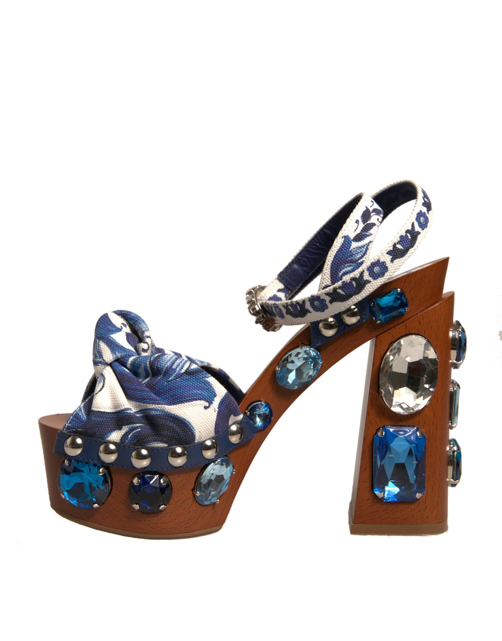 Dolce & Gabbana Multicolor Majolica Embellished Wedge Sandals Shoes Dolce & Gabbana