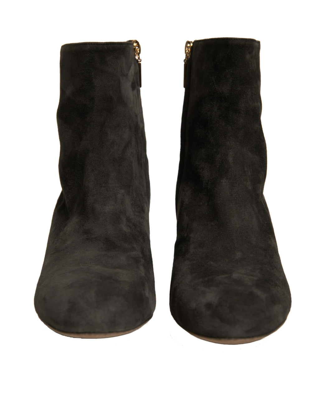 Dolce & Gabbana black embellished heel ankle boots with pointed toe and stylish design.