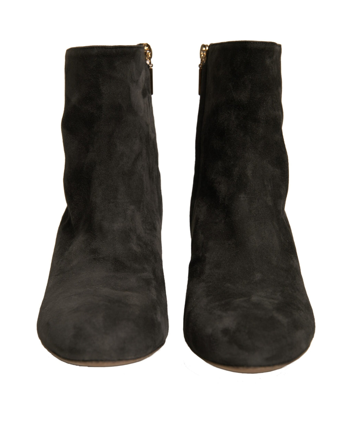 Dolce & Gabbana black embellished heel ankle boots with pointed toe and stylish design.