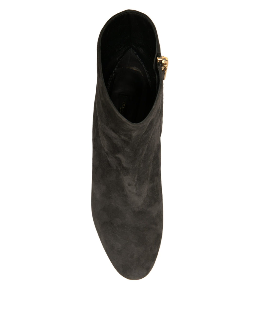 Dolce & Gabbana black embellished heel ankle boots with pointed toe and decorative details on the leather shoes.