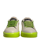Dolce & Gabbana White Yellow Portofino Leather Sneakers Shoes