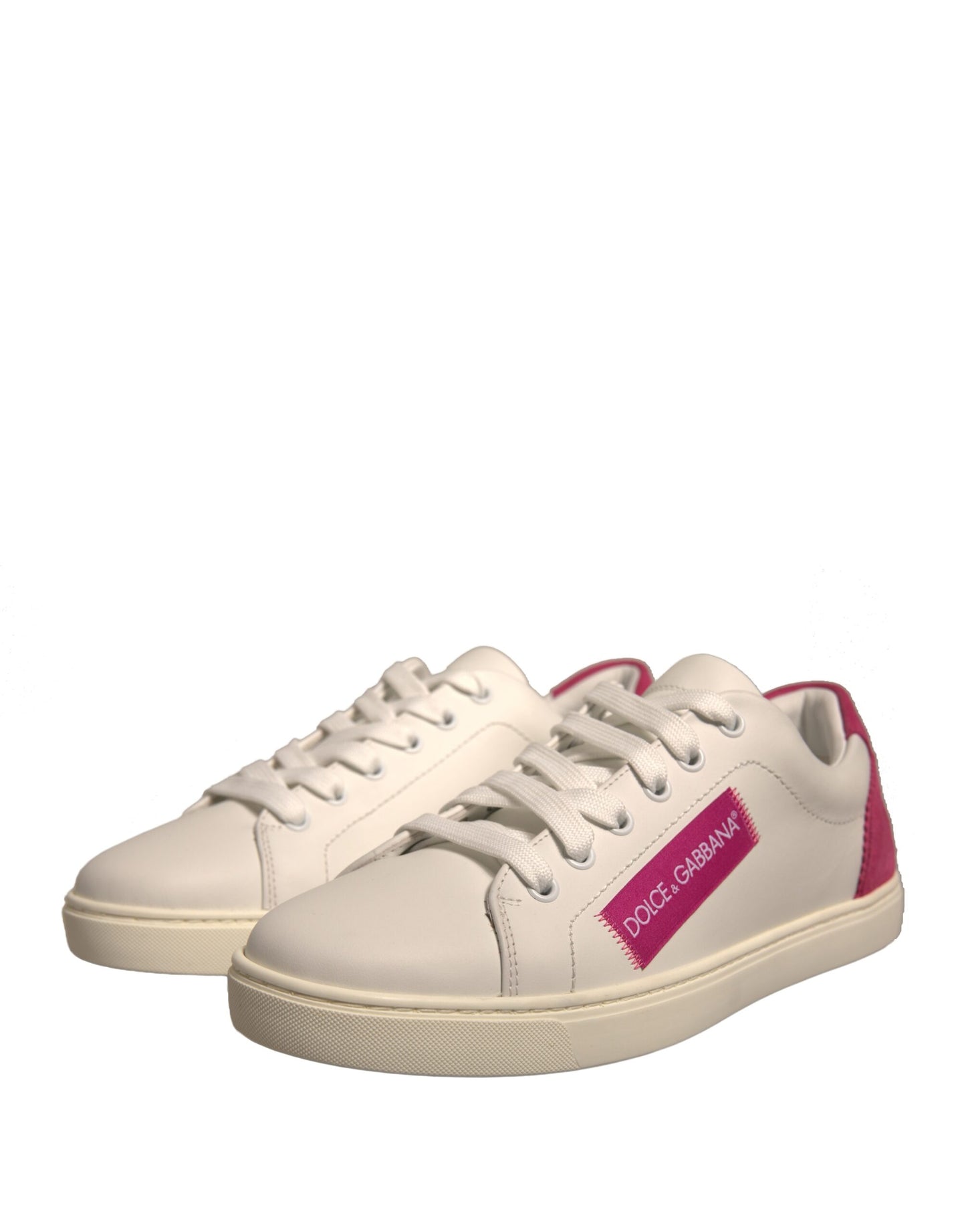 Dolce & Gabbana White Suede Leather Low Top Sneakers Shoes Dolce & Gabbana
