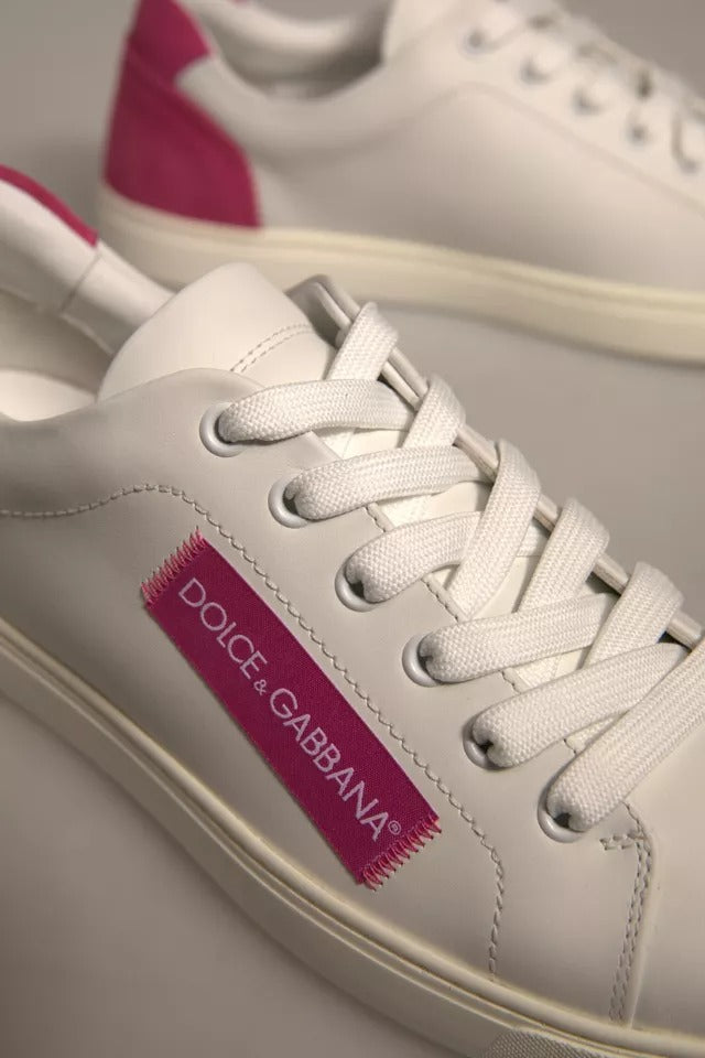 Dolce & Gabbana White Suede Leather Low Top Sneakers Shoes Dolce & Gabbana