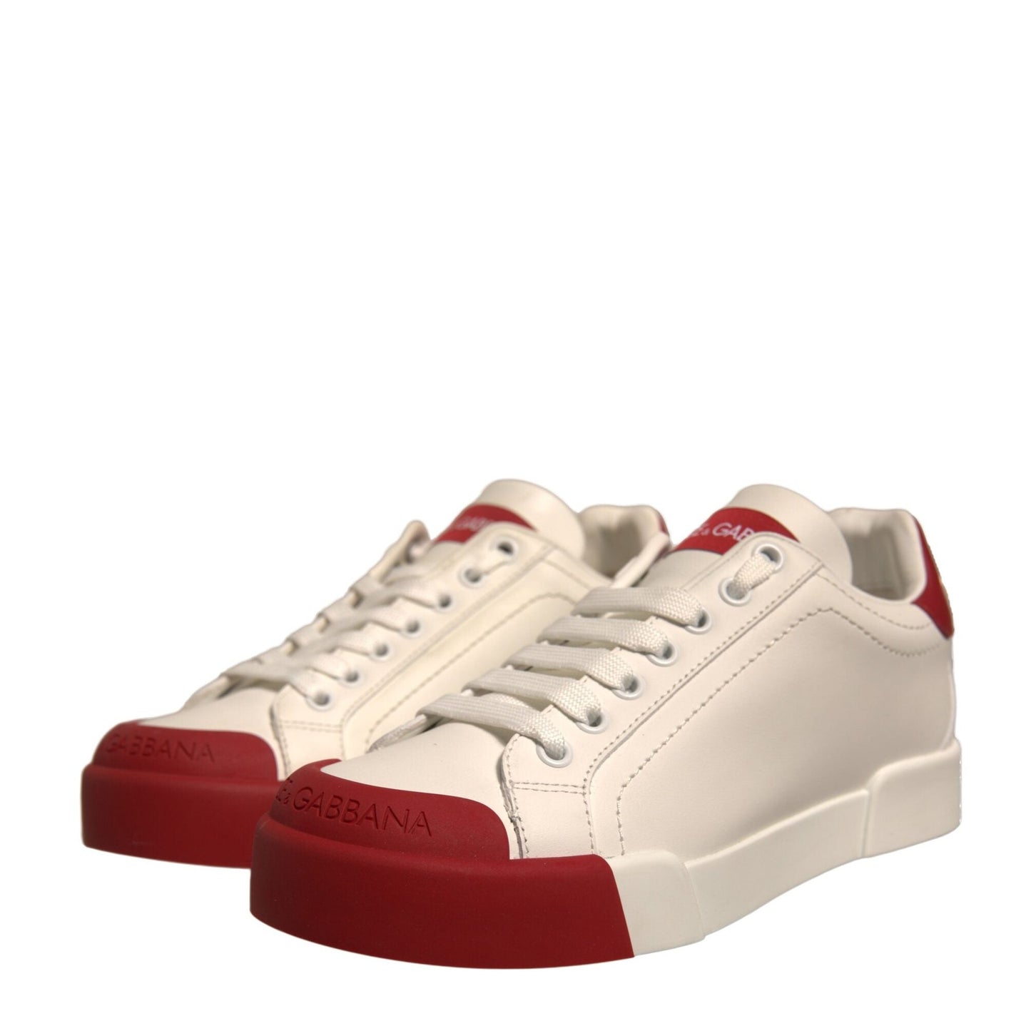 Dolce & Gabbana Shoes White Leather Logo Portofino Sneakers