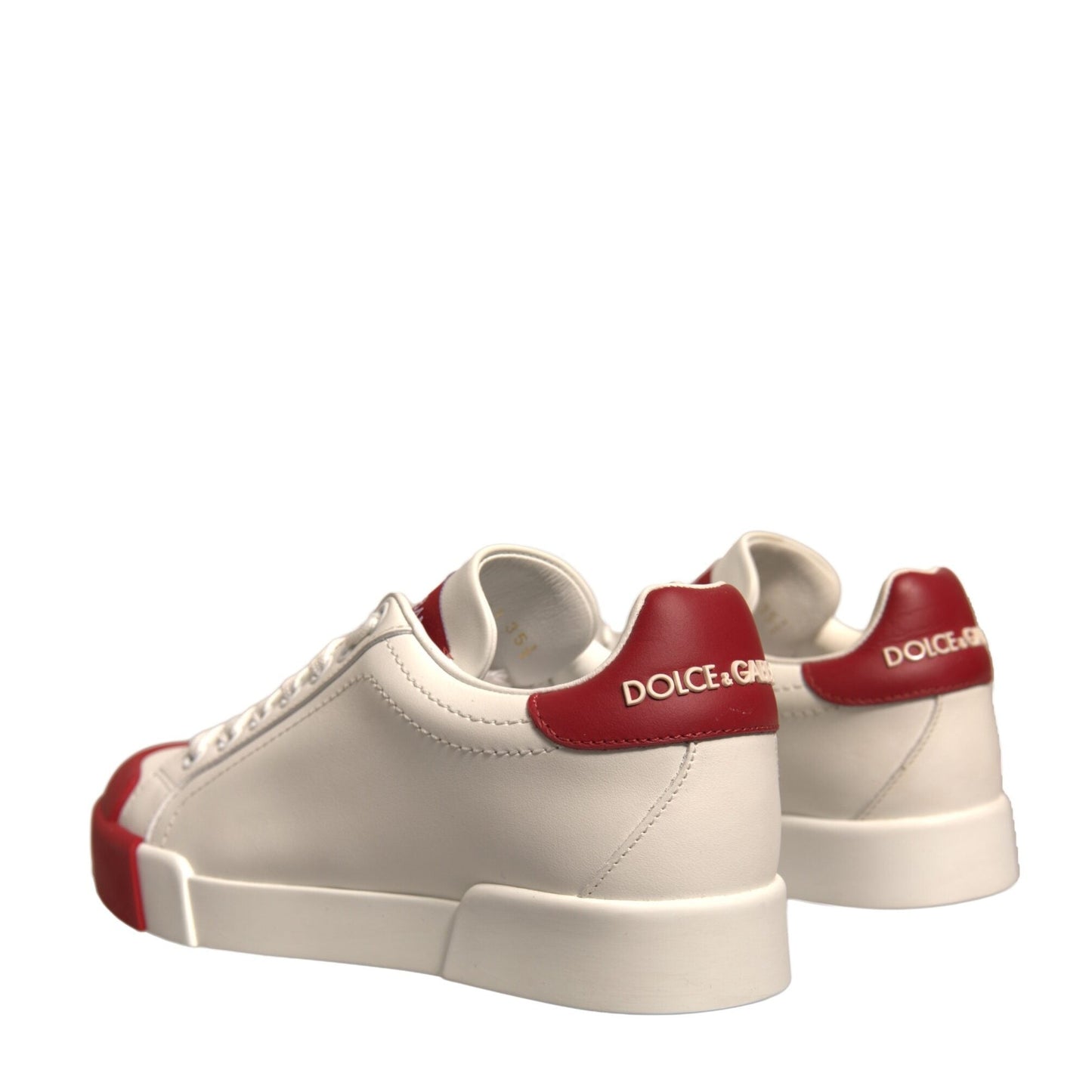 Dolce & Gabbana Shoes White Leather Logo Portofino Sneakers