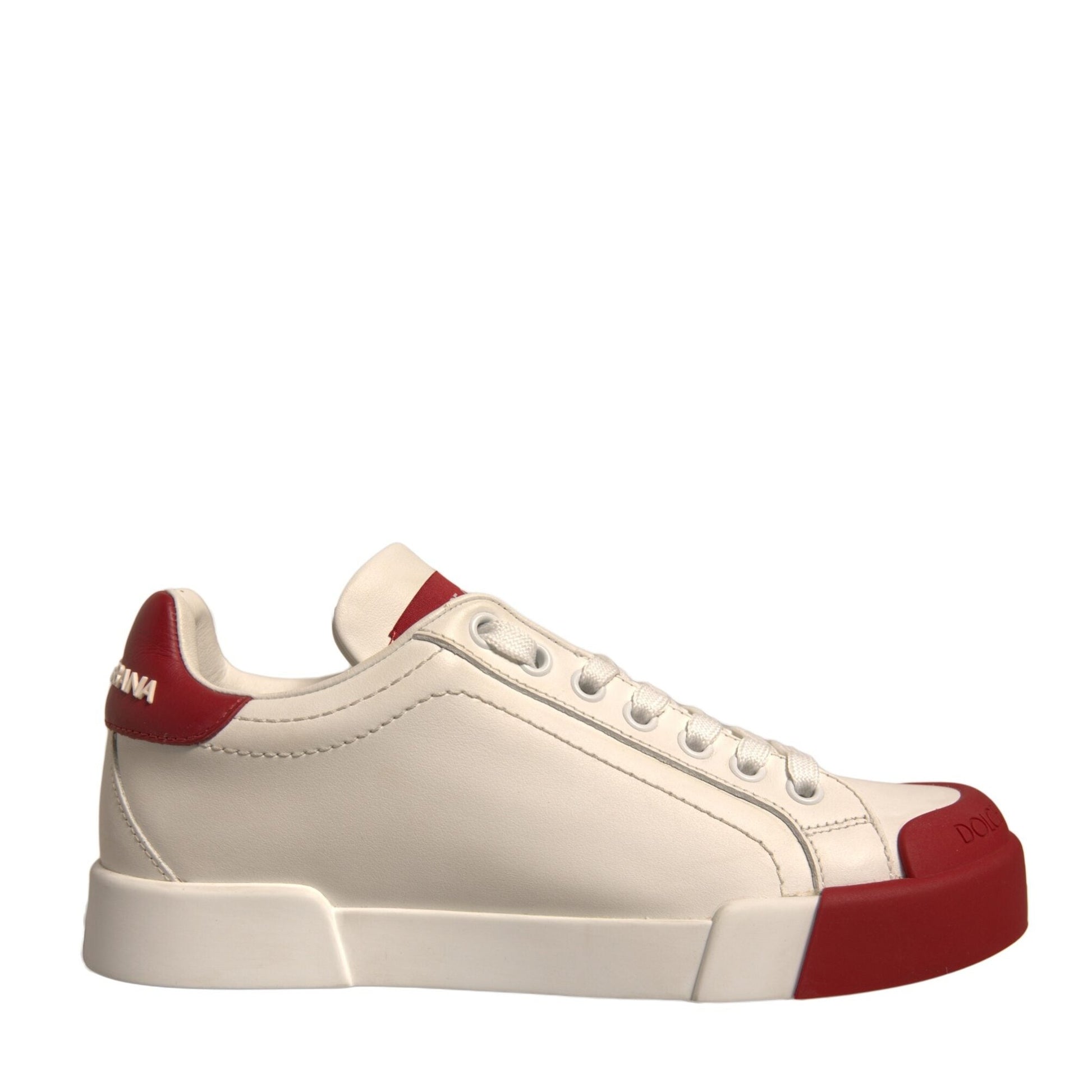 Dolce & Gabbana Shoes White Leather Logo Portofino Sneakers