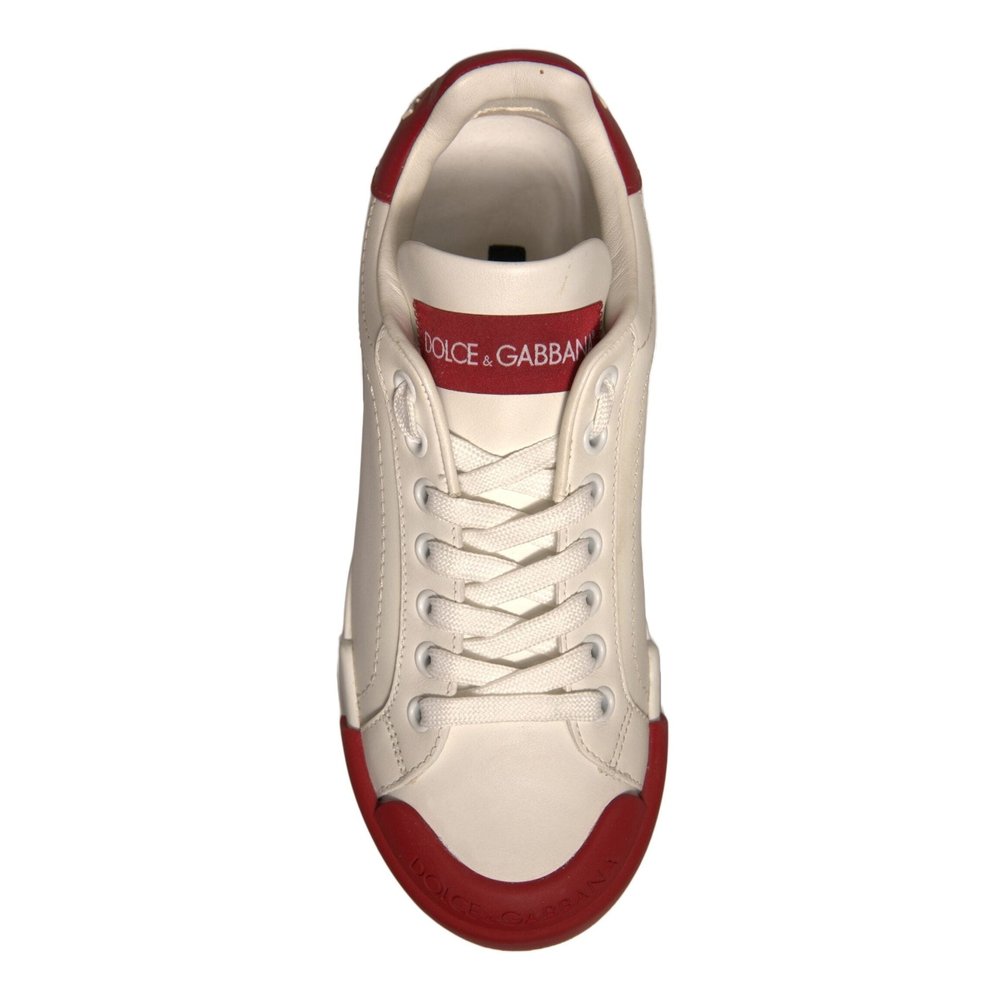 Dolce & Gabbana Shoes White Leather Logo Portofino Sneakers