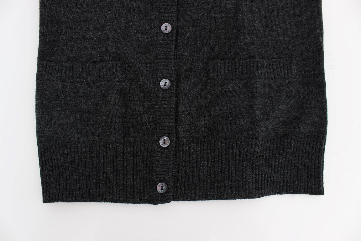 Dolce & Gabbana Gray Wool Button Cardigan Sweater Dolce & Gabbana