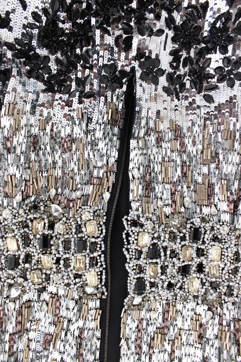 Dolce & Gabbana Crystal Silver Runway Handmade Dress Dolce & Gabbana