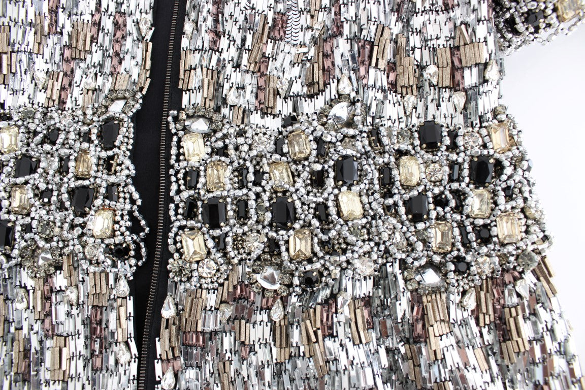 Dolce & Gabbana Crystal Silver Runway Handmade Dress Dolce & Gabbana