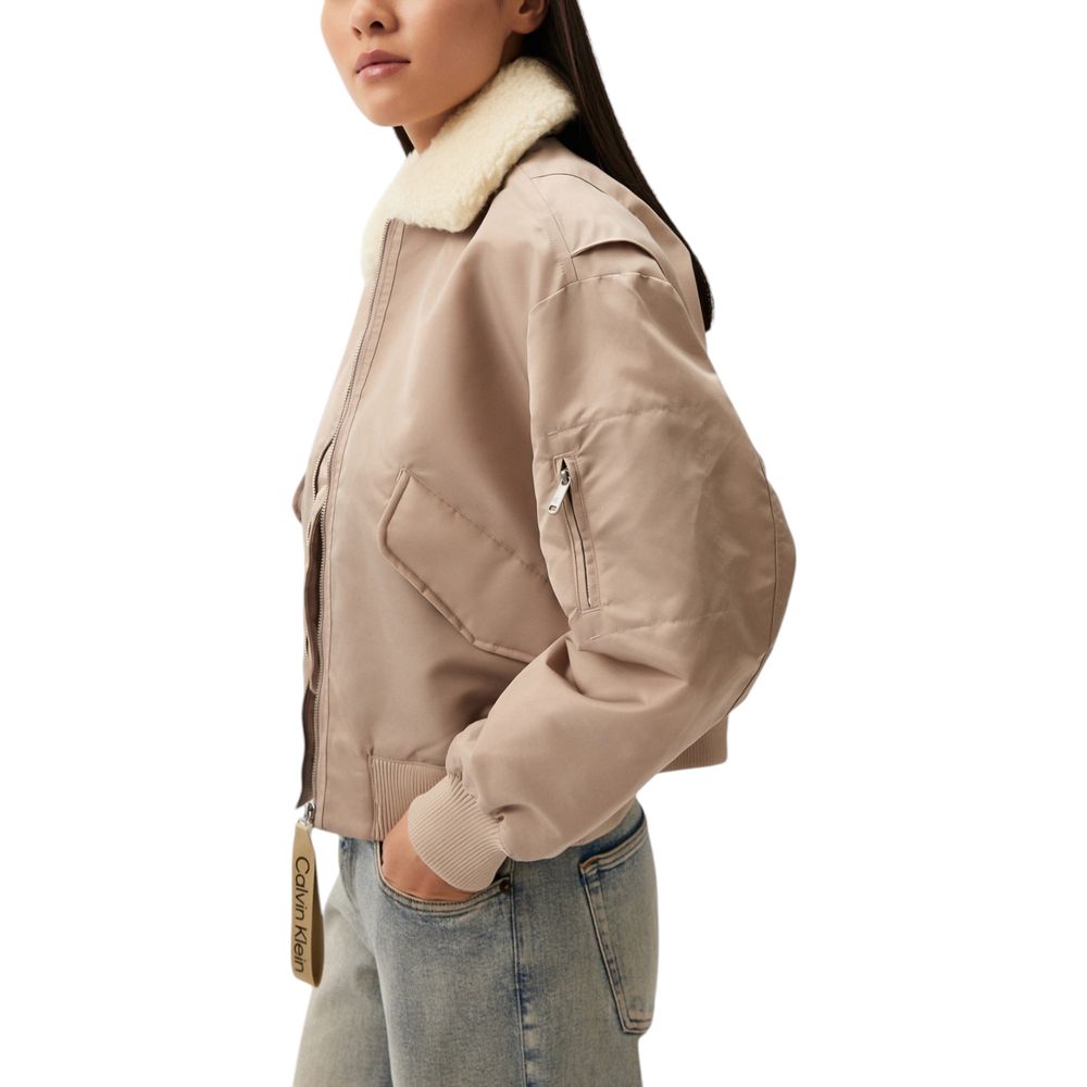 Calvin Klein Jeans Beige Polyester Jackets & Coat Calvin Klein Jeans