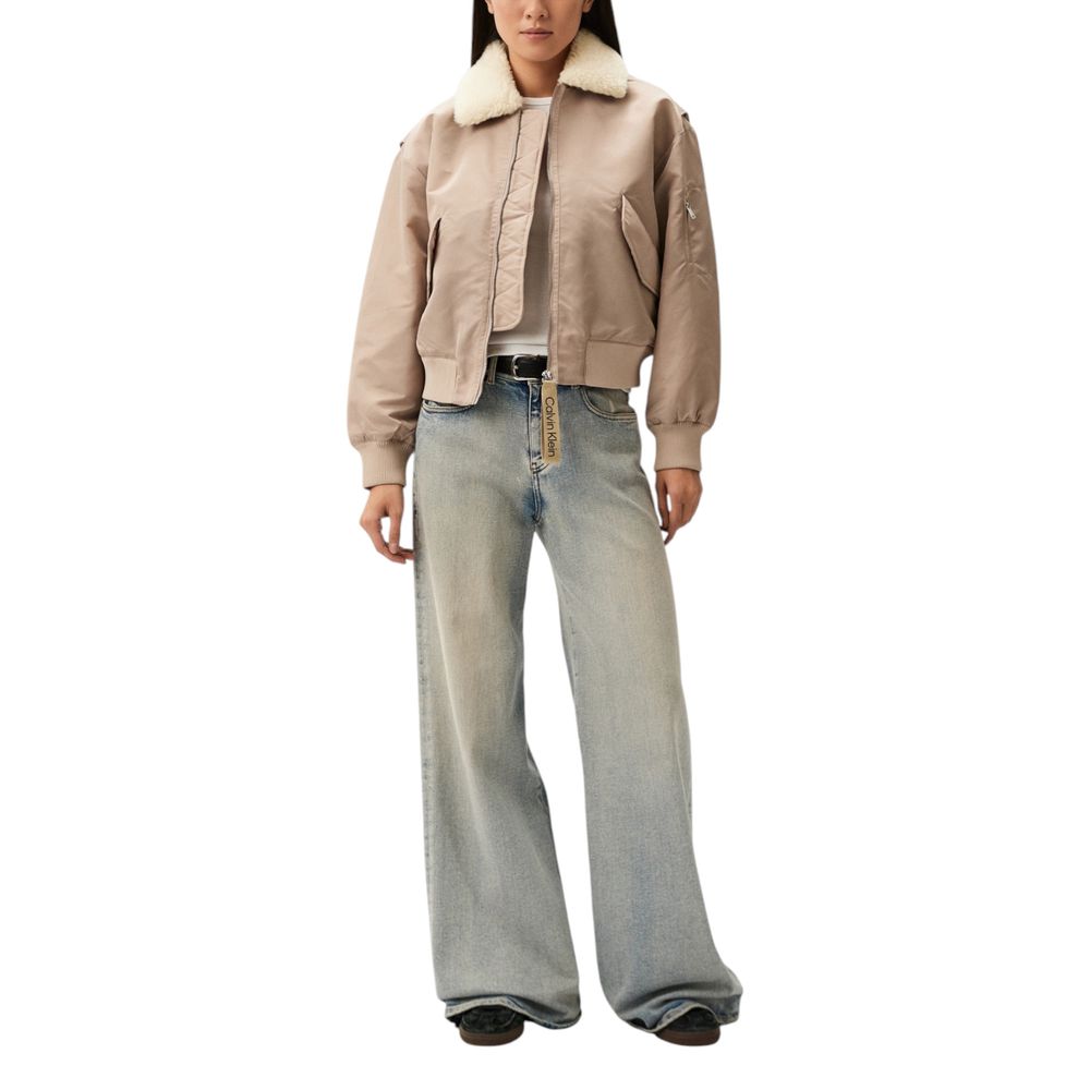 Calvin Klein Jeans Beige Polyester Jackets & Coat Calvin Klein Jeans