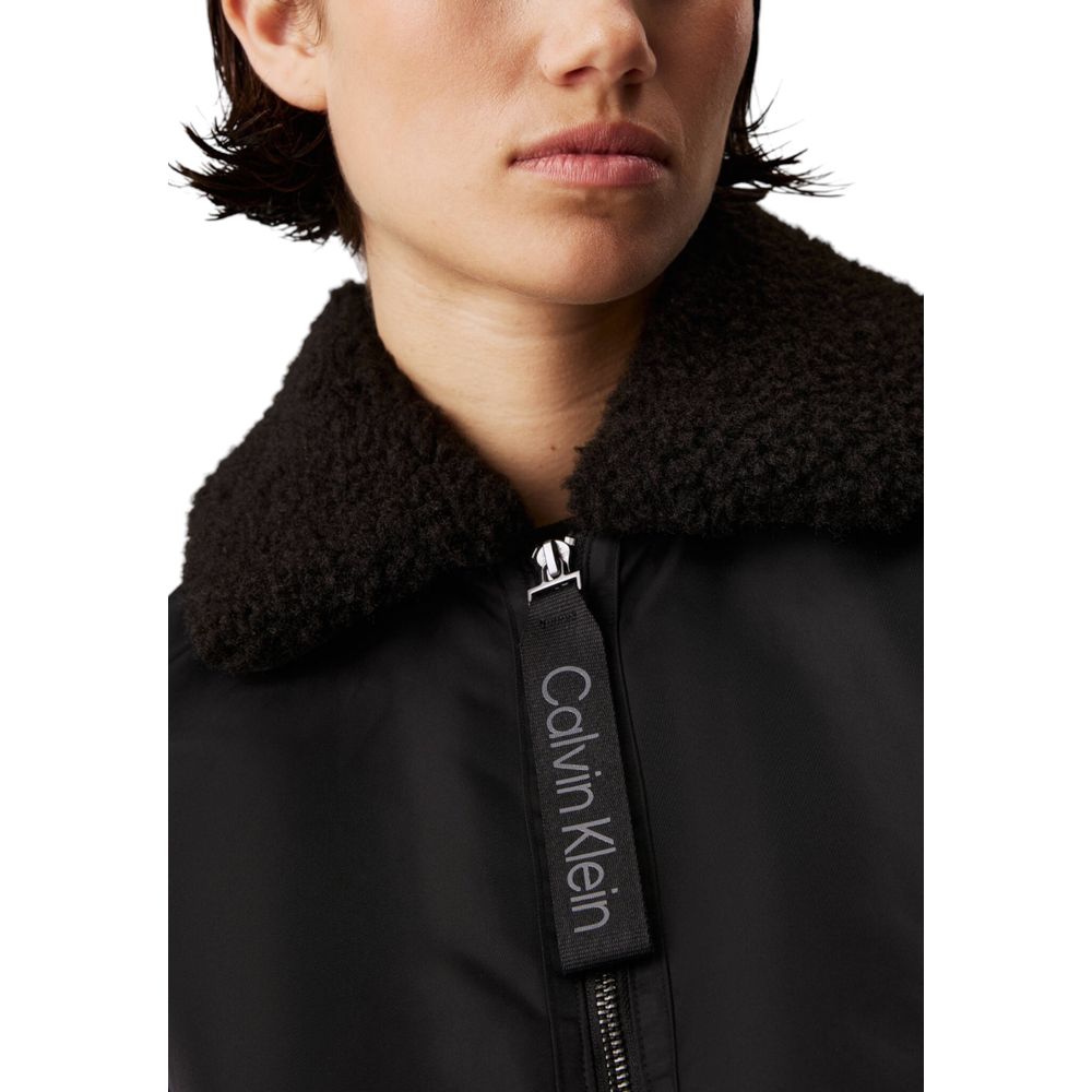Calvin Klein Jeans Black Polyester Jackets & Coat Calvin Klein Jeans