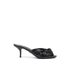 Dolce & Gabbana black snake skin platform sandals with ankle straps and chunky heels, stylish and luxurious footwear.