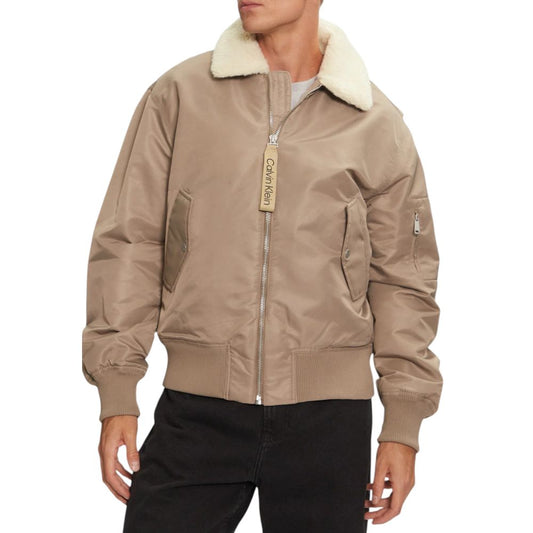 Calvin Klein Jeans Beige Recycled Polyamide Jackets & Coat Calvin Klein Jeans