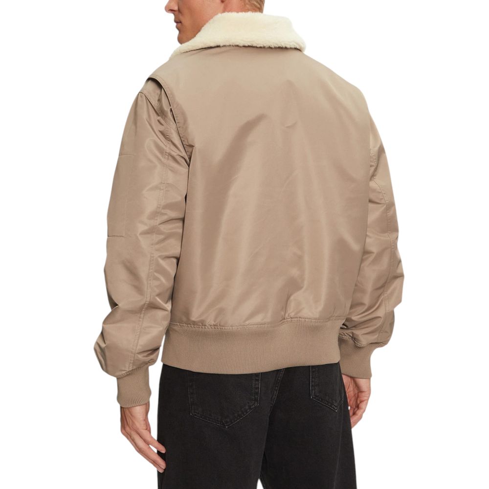 Calvin Klein Jeans Beige Recycled Polyamide Jackets & Coat Calvin Klein Jeans