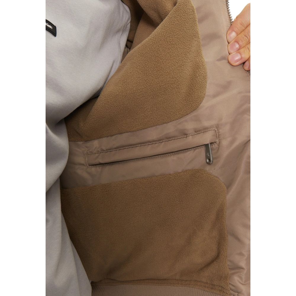 Calvin Klein Jeans Beige Recycled Polyamide Jackets & Coat Calvin Klein Jeans