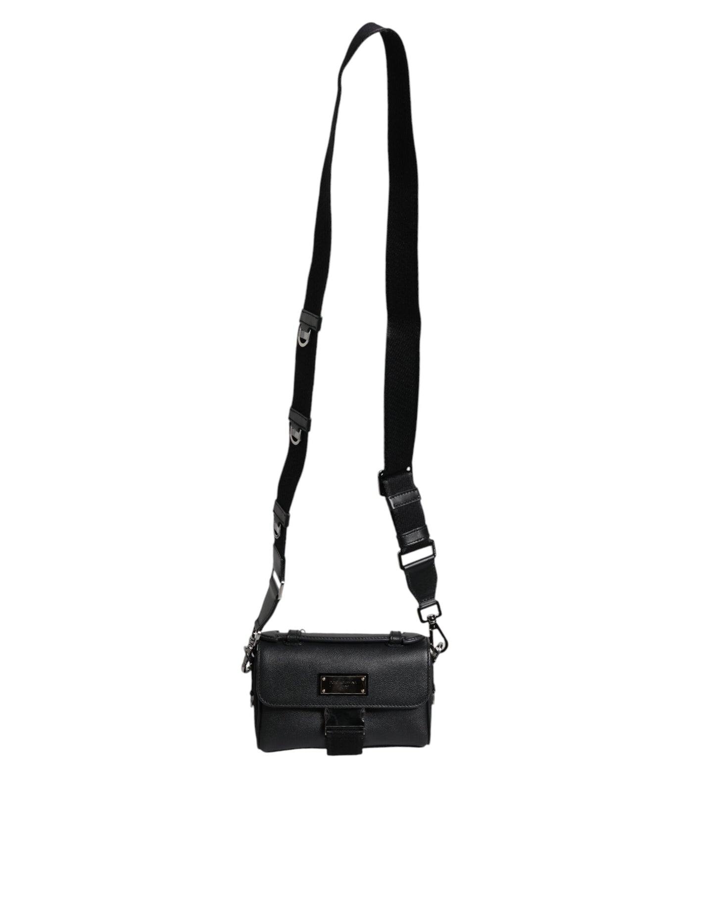 Dolce & Gabbana Black Logo Plaque Leather Buckled Shoulder Crossbody Bag Dolce & Gabbana