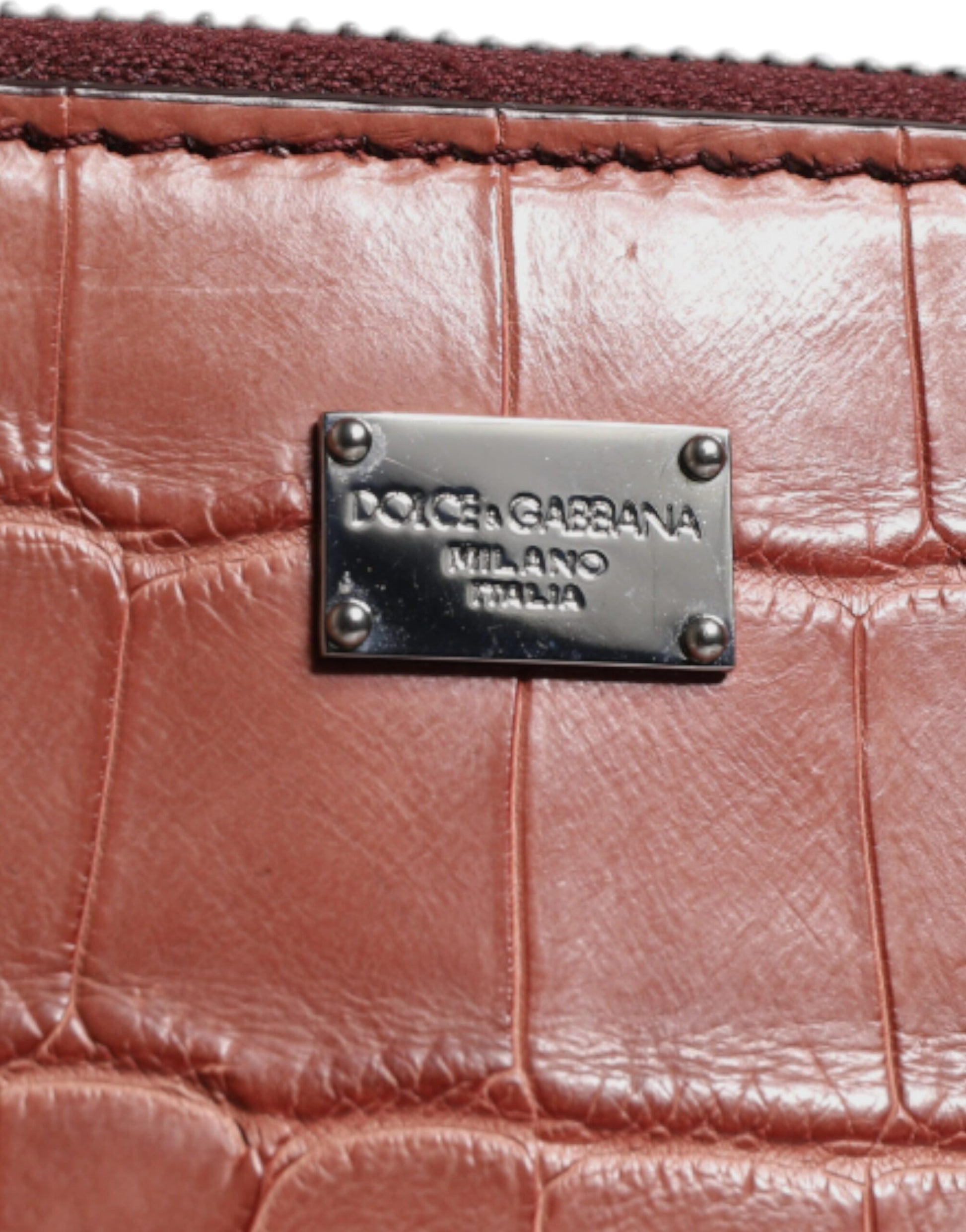 Dolce & Gabbana Bordeaux Croc Leather Logo Plaque Men Briefcase Bag Dolce & Gabbana