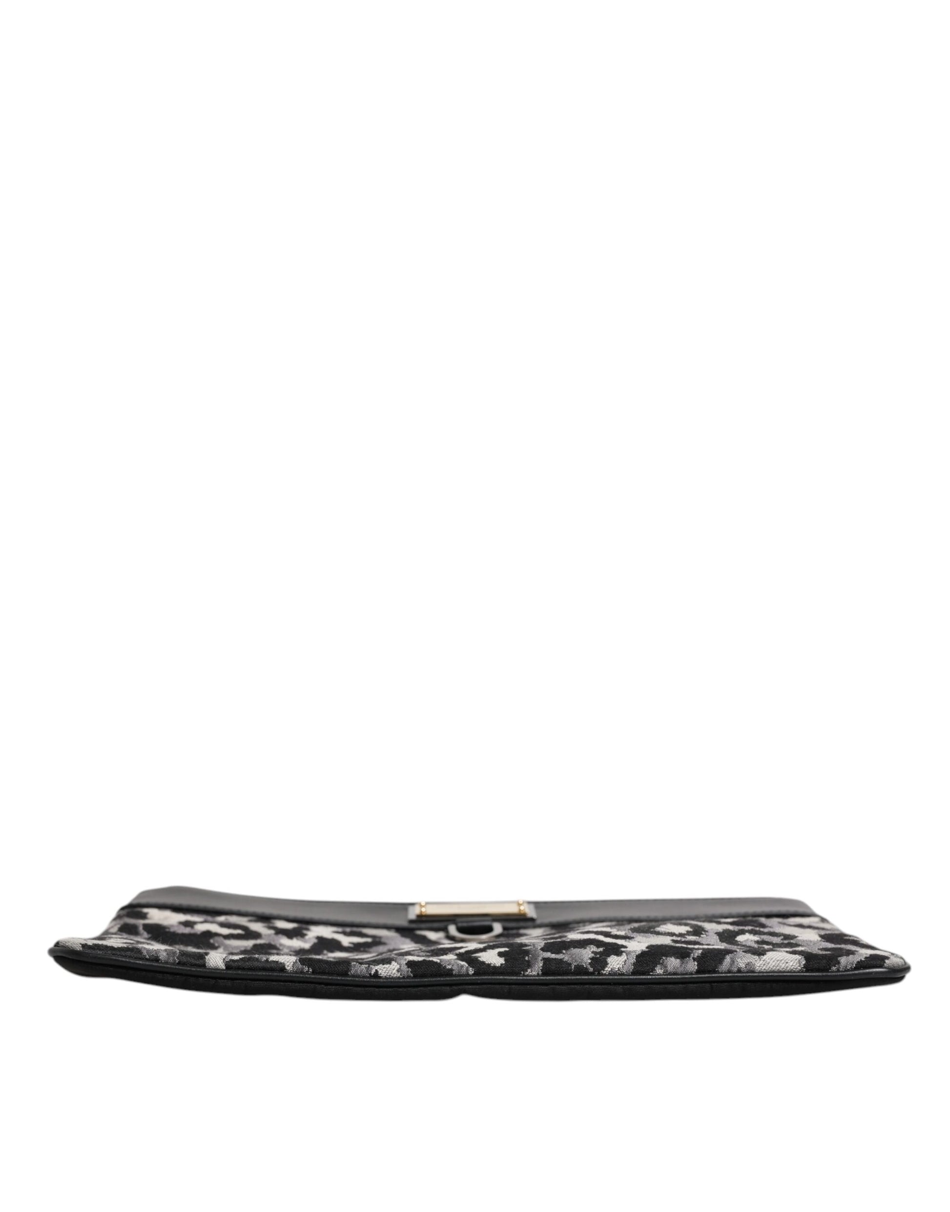 Dolce & Gabbana Multicolor Leopard Jacquard Logo Plaque Men Pouch Bag Dolce & Gabbana