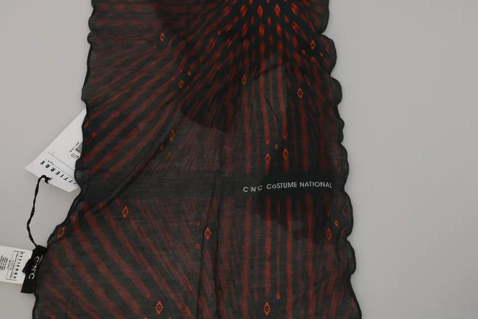 Dolce & Gabbana Black Red Viscose Foulard Branded Scarf - Eljoys Fashion 