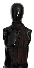 Dolce & Gabbana Black Red Viscose Foulard Branded Scarf - Eljoys Fashion 