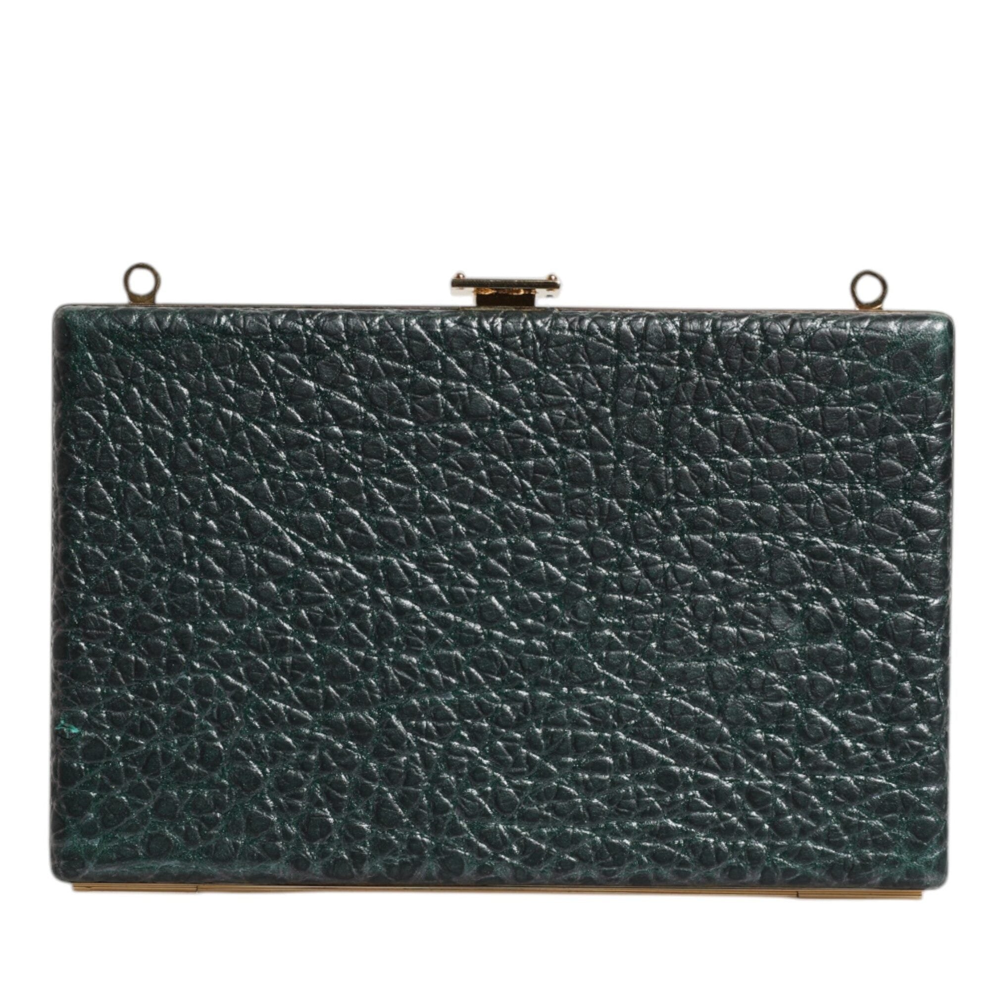 Dolce & Gabbana Black Leather Clutch Evening Crossbody Bag