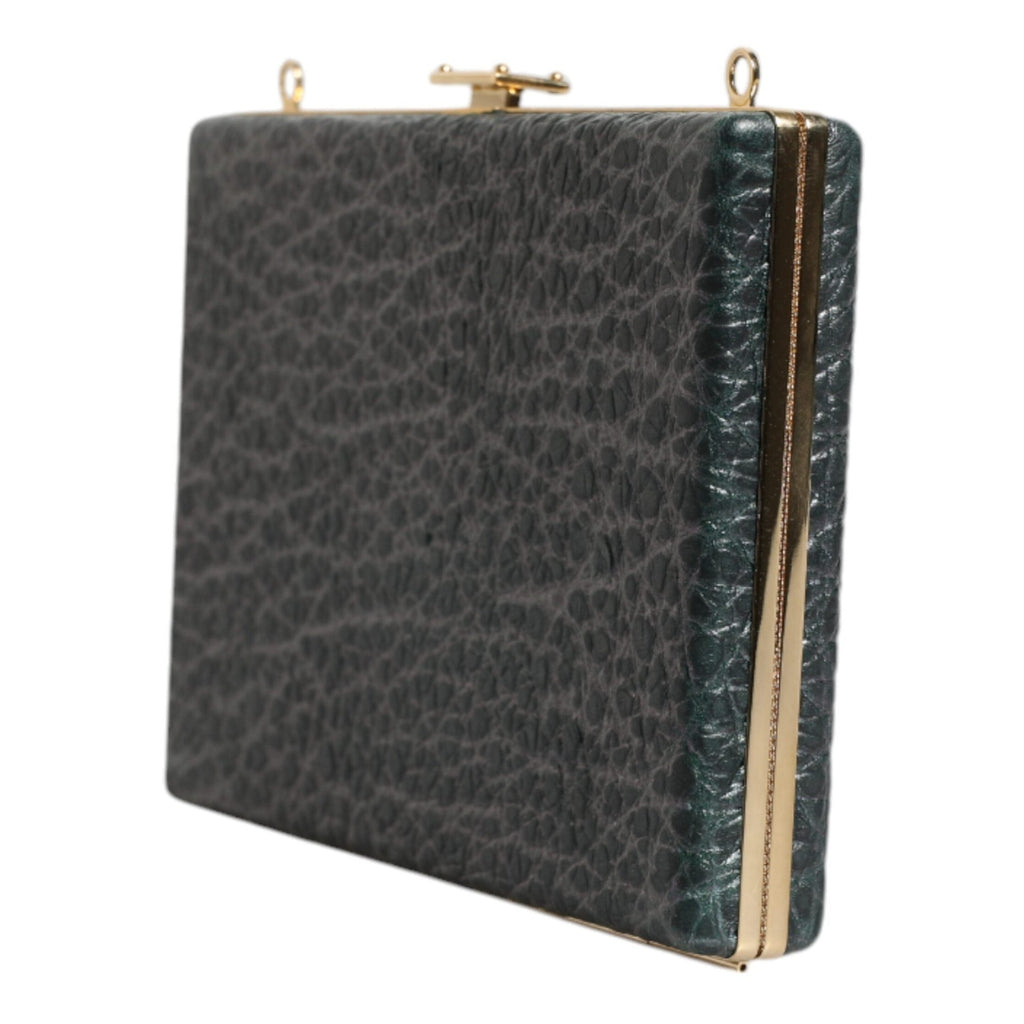 Dolce & Gabbana Black Leather Clutch Evening Crossbody Bag