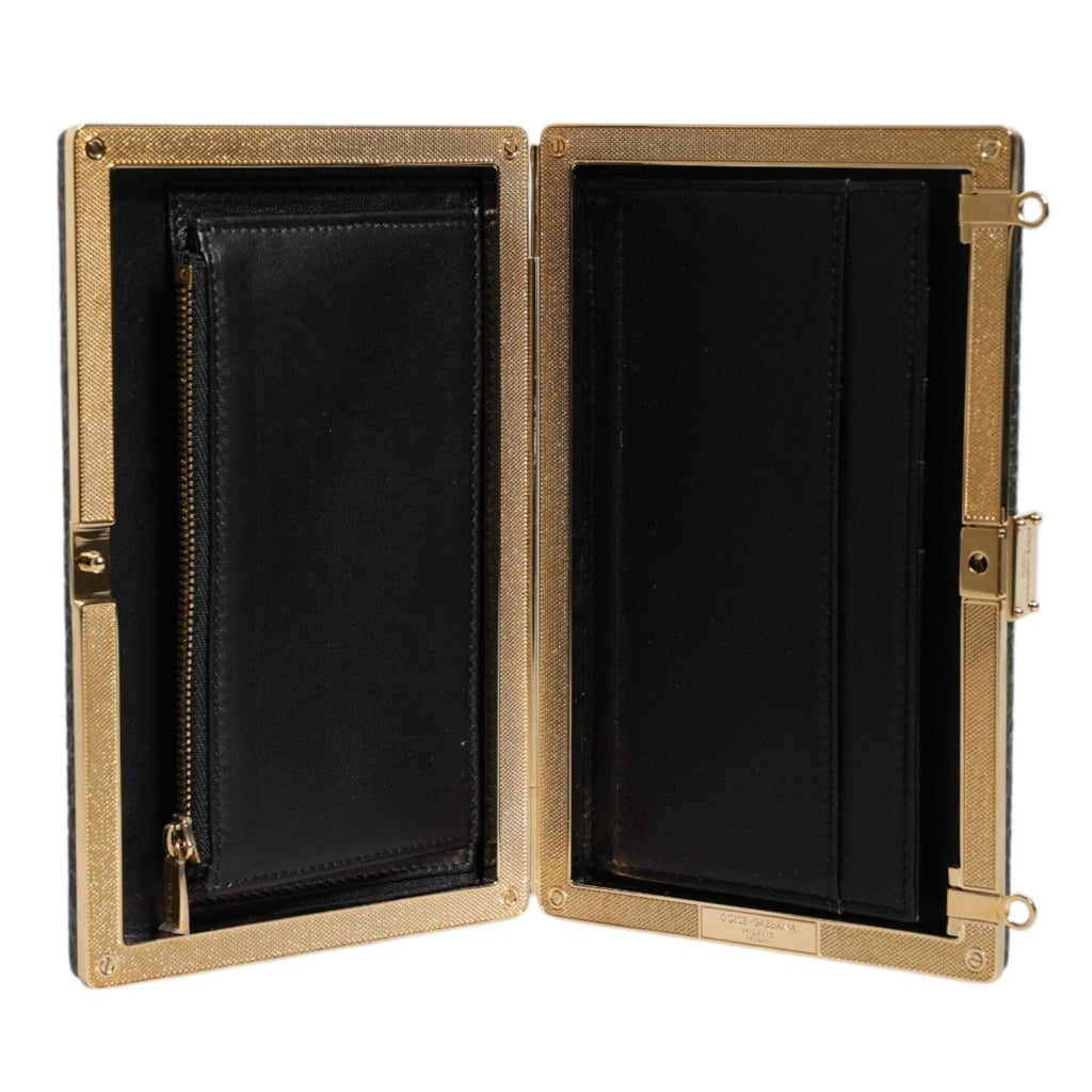 Dolce & Gabbana Black Leather Clutch Evening Crossbody Bag