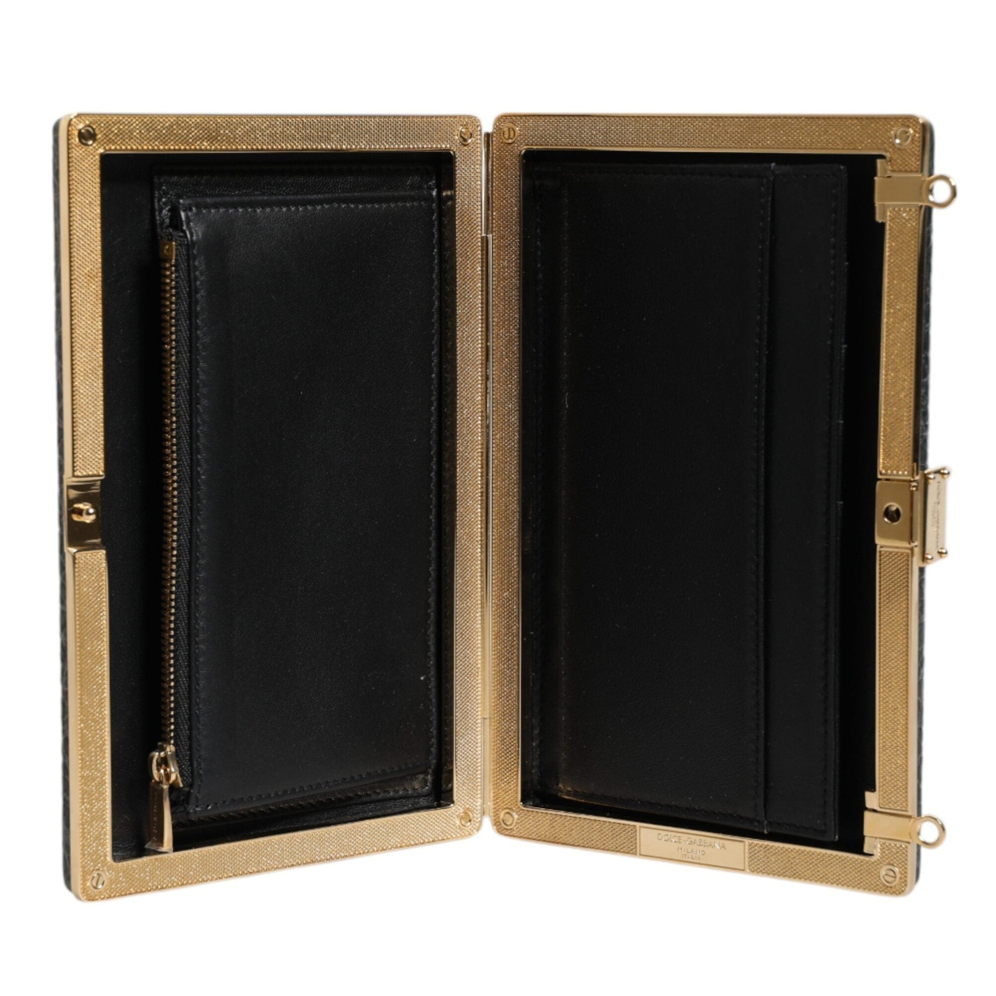 Dolce & Gabbana Black Leather Clutch Evening Crossbody Bag