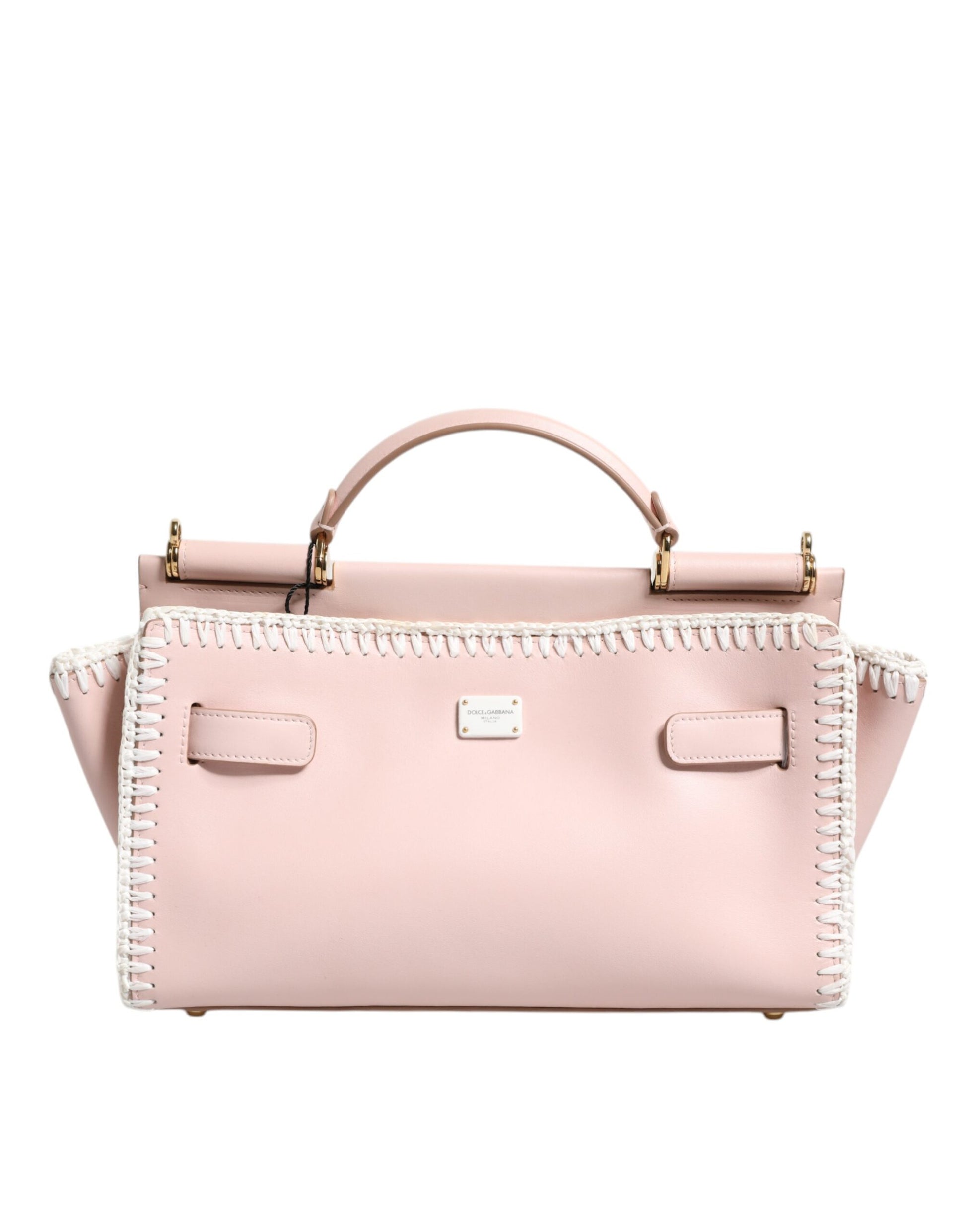 Dolce & Gabbana Light Pink Logo Plaque Soft Leather Strap Crossbody Bag Dolce & Gabbana