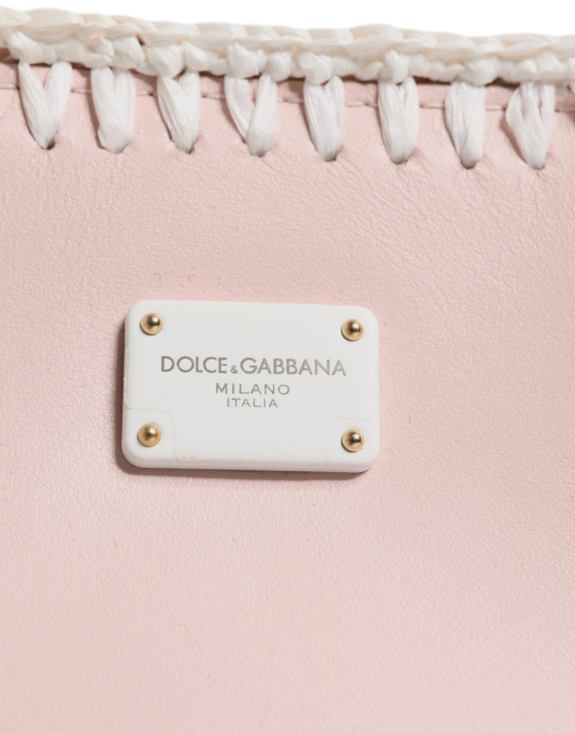 Dolce & Gabbana Light Pink Logo Plaque Soft Leather Strap Crossbody Bag Dolce & Gabbana
