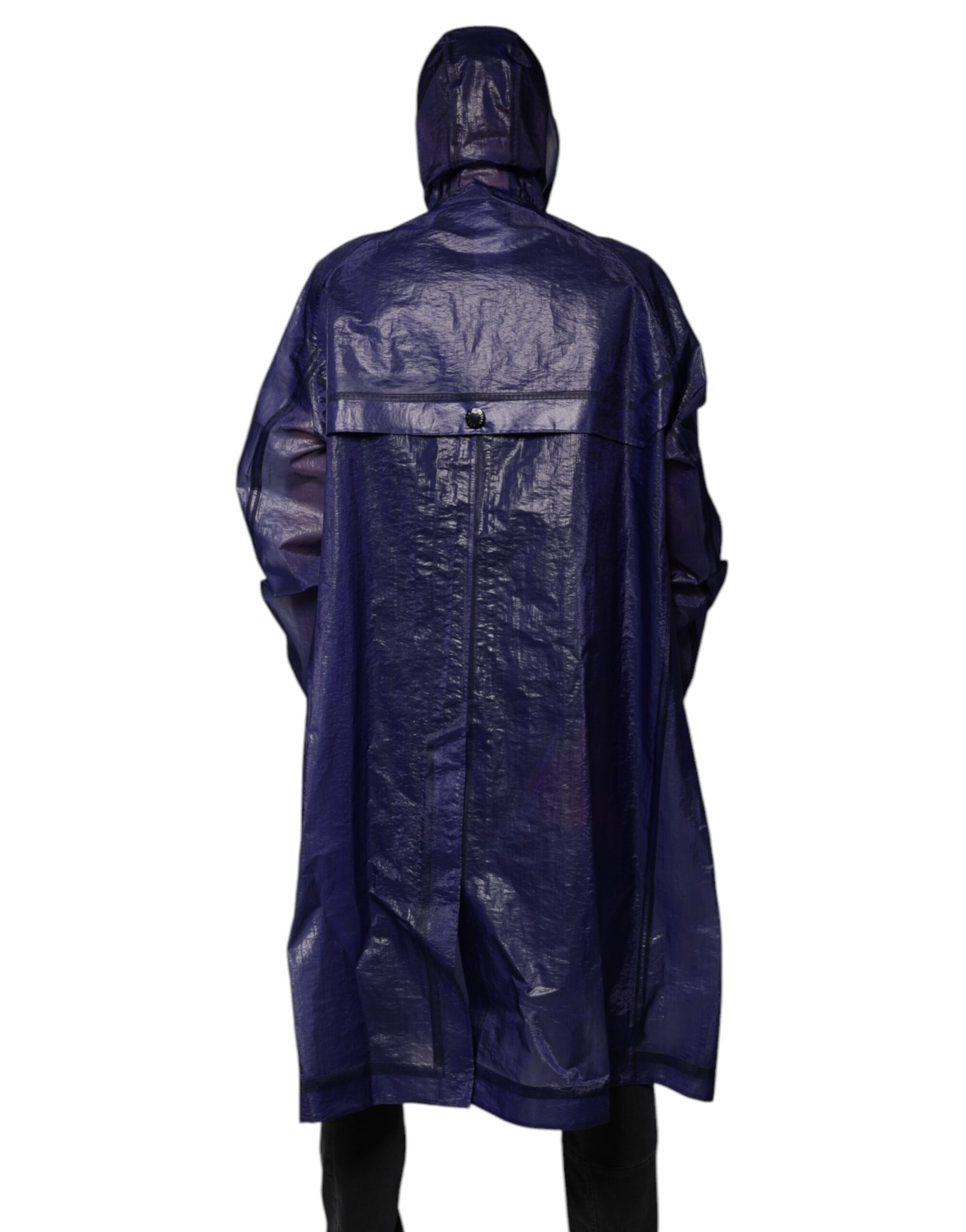 Dolce & Gabbana Dark Blue Cotton Hooded Men Raincoat Jacket Dolce & Gabbana