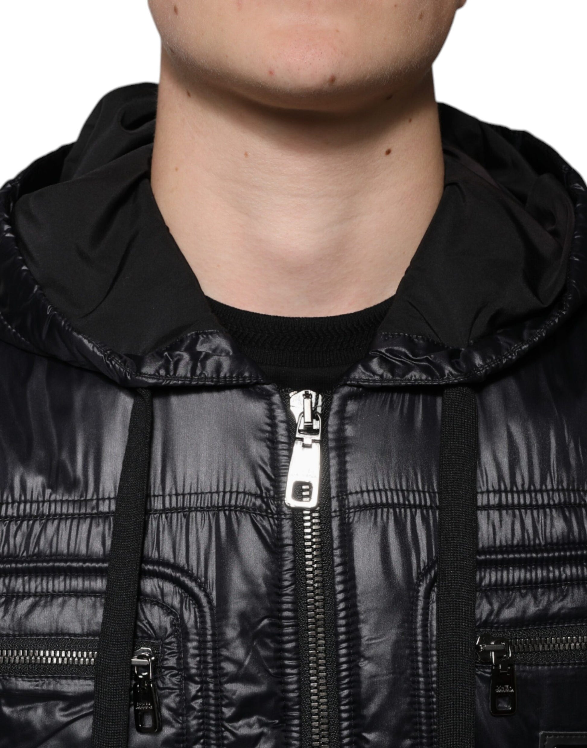 Dolce & Gabbana Black Nylon Hooded Full Zip Blouson Jacket Dolce & Gabbana