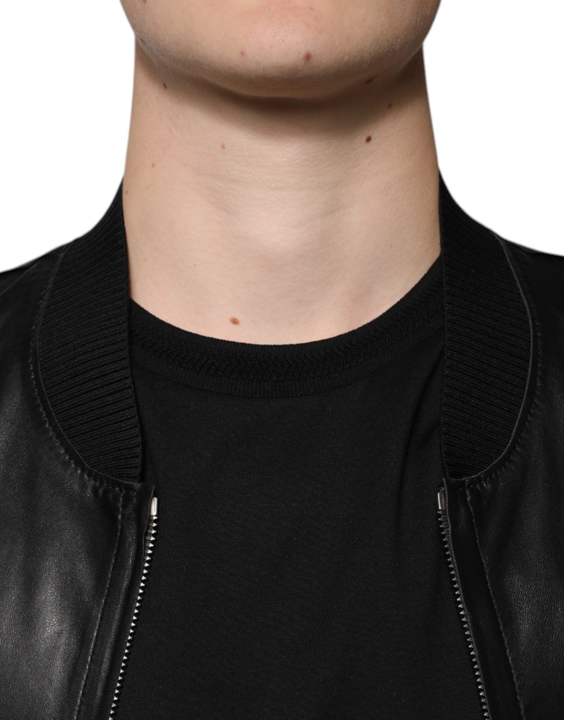 Dolce & Gabbana Black Lambskin Full Zip Biker Blouson Jacket Dolce & Gabbana