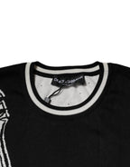 Dolce & Gabbana Black White Guitar Silk Crew Neck Sweater - Eljoys Fashion 