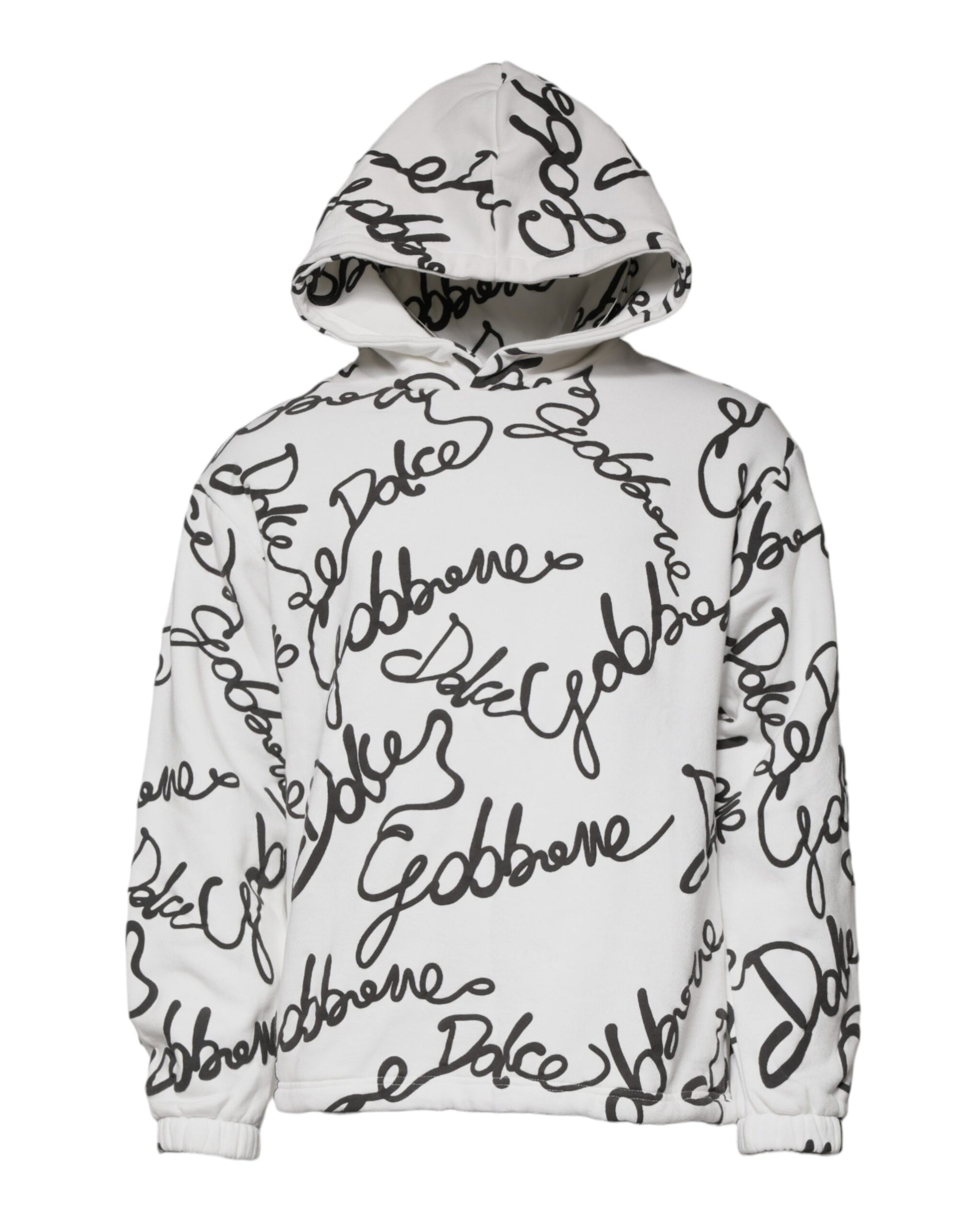 Dolce & Gabbana White Logo Cotton Hooded Sweatshirt Sweater Dolce & Gabbana