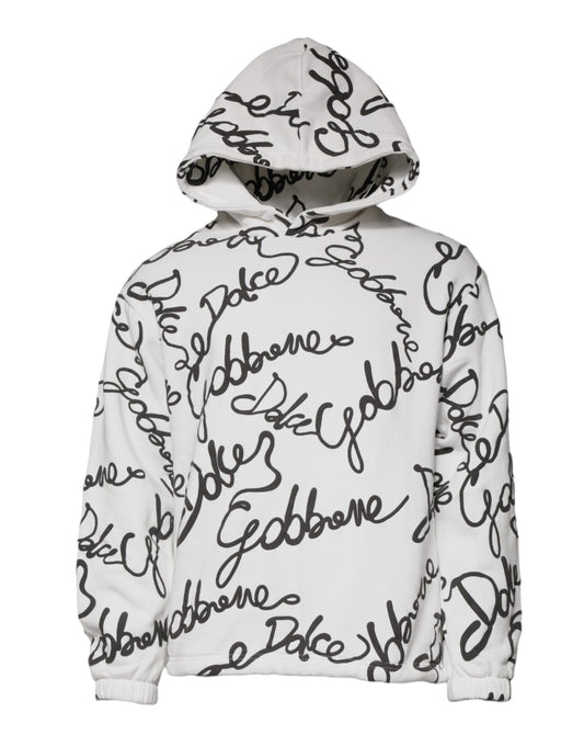 Dolce & Gabbana White Logo Cotton Hooded Sweatshirt Sweater Dolce & Gabbana