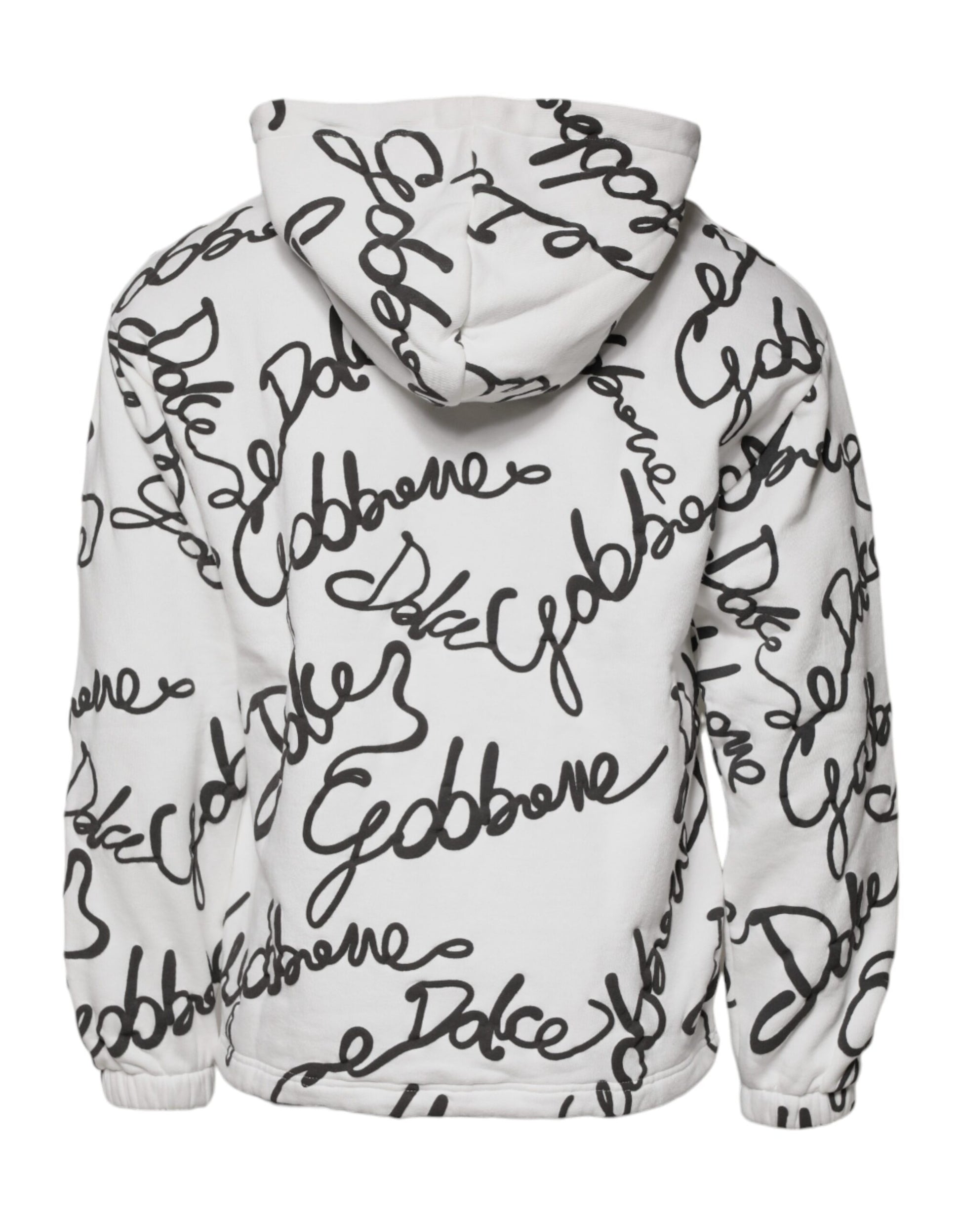 Dolce & Gabbana White Logo Cotton Hooded Sweatshirt Sweater Dolce & Gabbana
