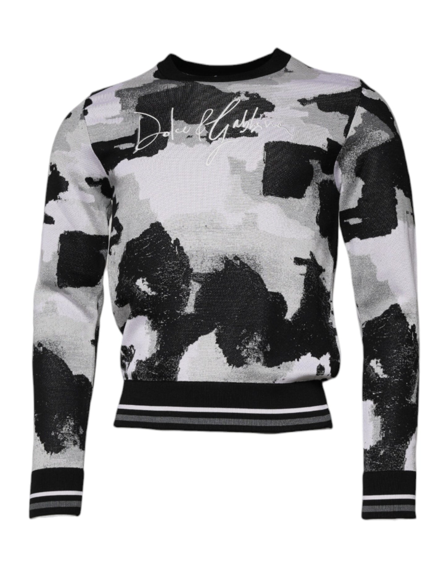 Dolce & Gabbana Multicolor Camouflage Crew Neck Men Pullover Sweater Dolce & Gabbana