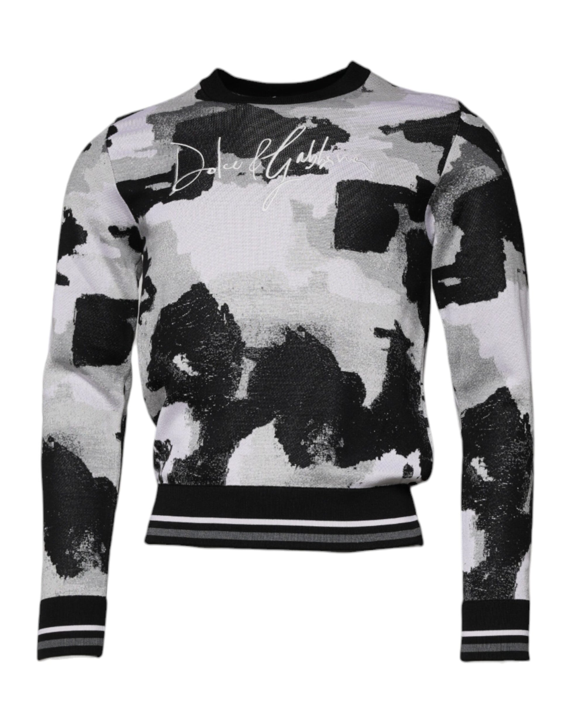 Dolce & Gabbana Multicolor Camouflage Crew Neck Men Pullover Sweater Dolce & Gabbana