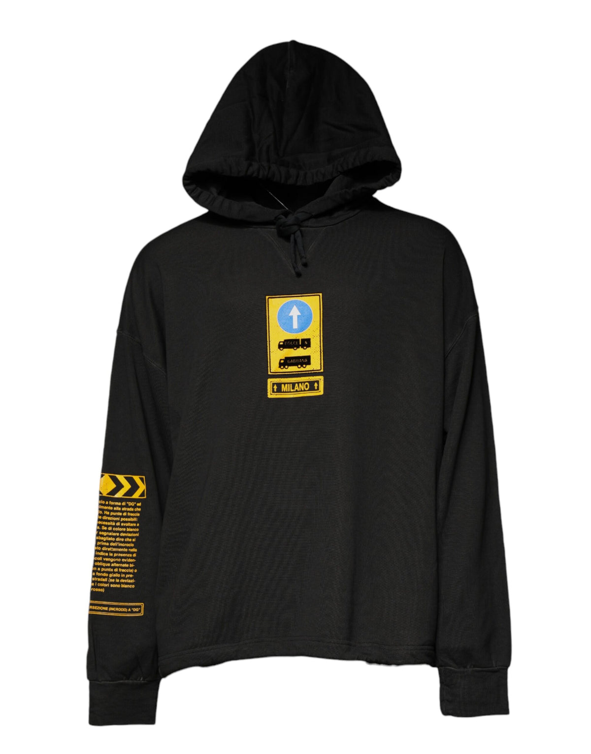 Dolce & Gabbana Black Cotton Hooded DG Shield Pullover Sweater - Eljoys Fashion 
