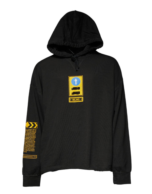 Dolce & Gabbana Black Cotton Hooded DG Shield Pullover Sweater Dolce & Gabbana