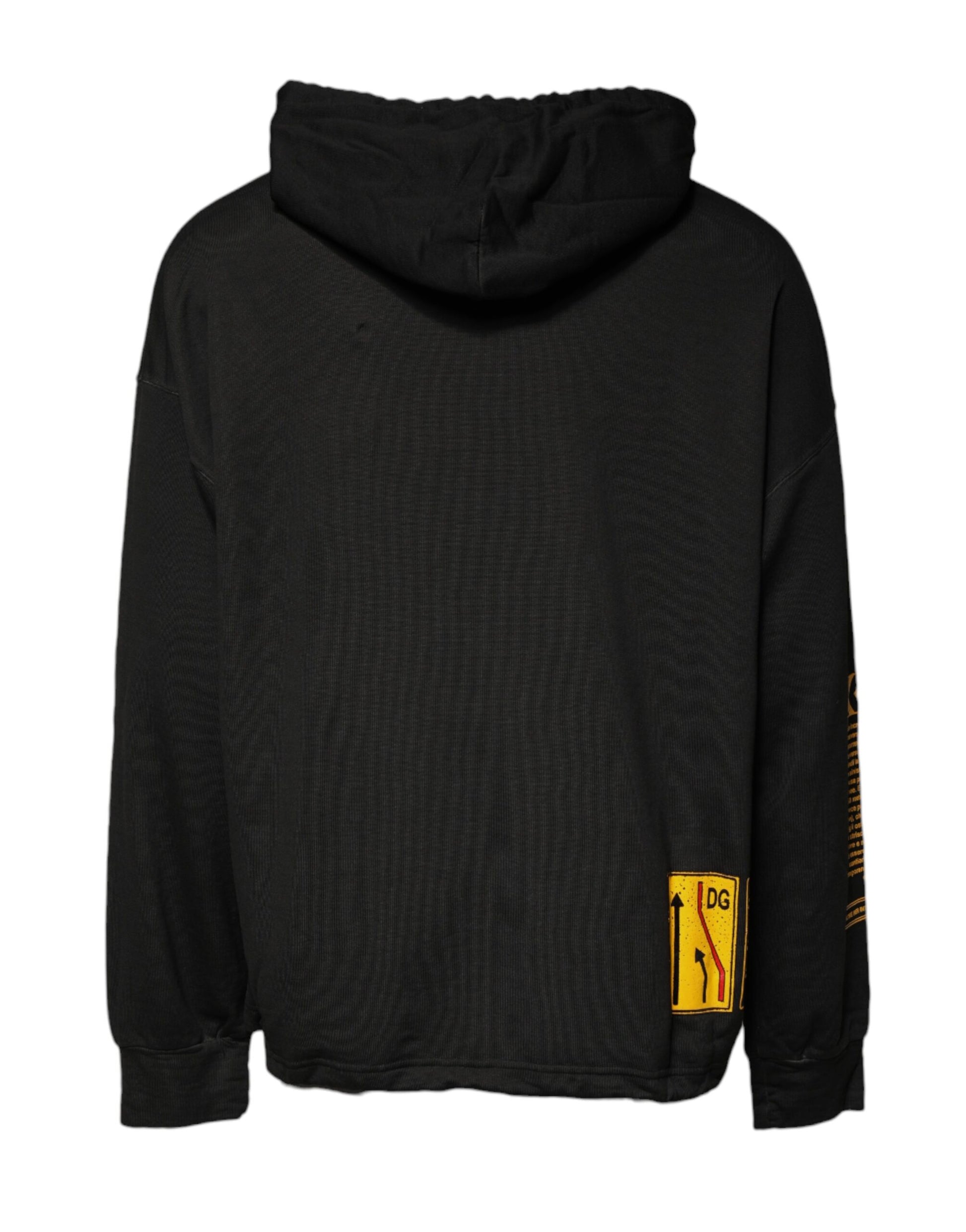 Dolce & Gabbana Black Cotton Hooded DG Shield Pullover Sweater Dolce & Gabbana
