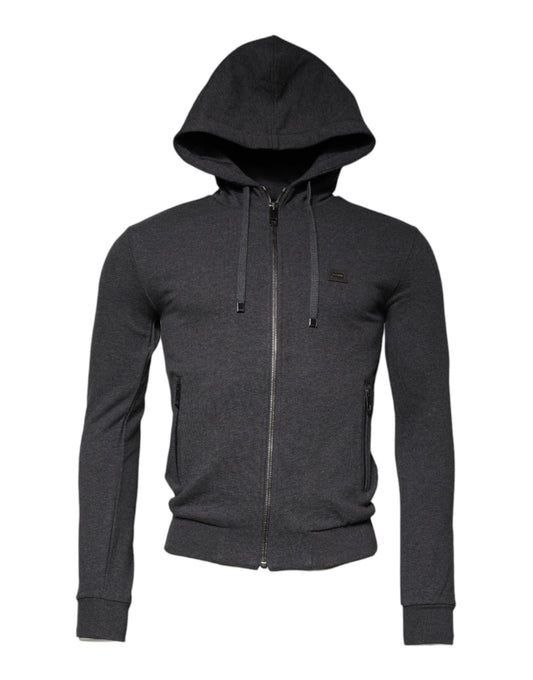 Dolce & Gabbana Gray Logo Full Zip Hooded Sweatshirt Sweater Dolce & Gabbana