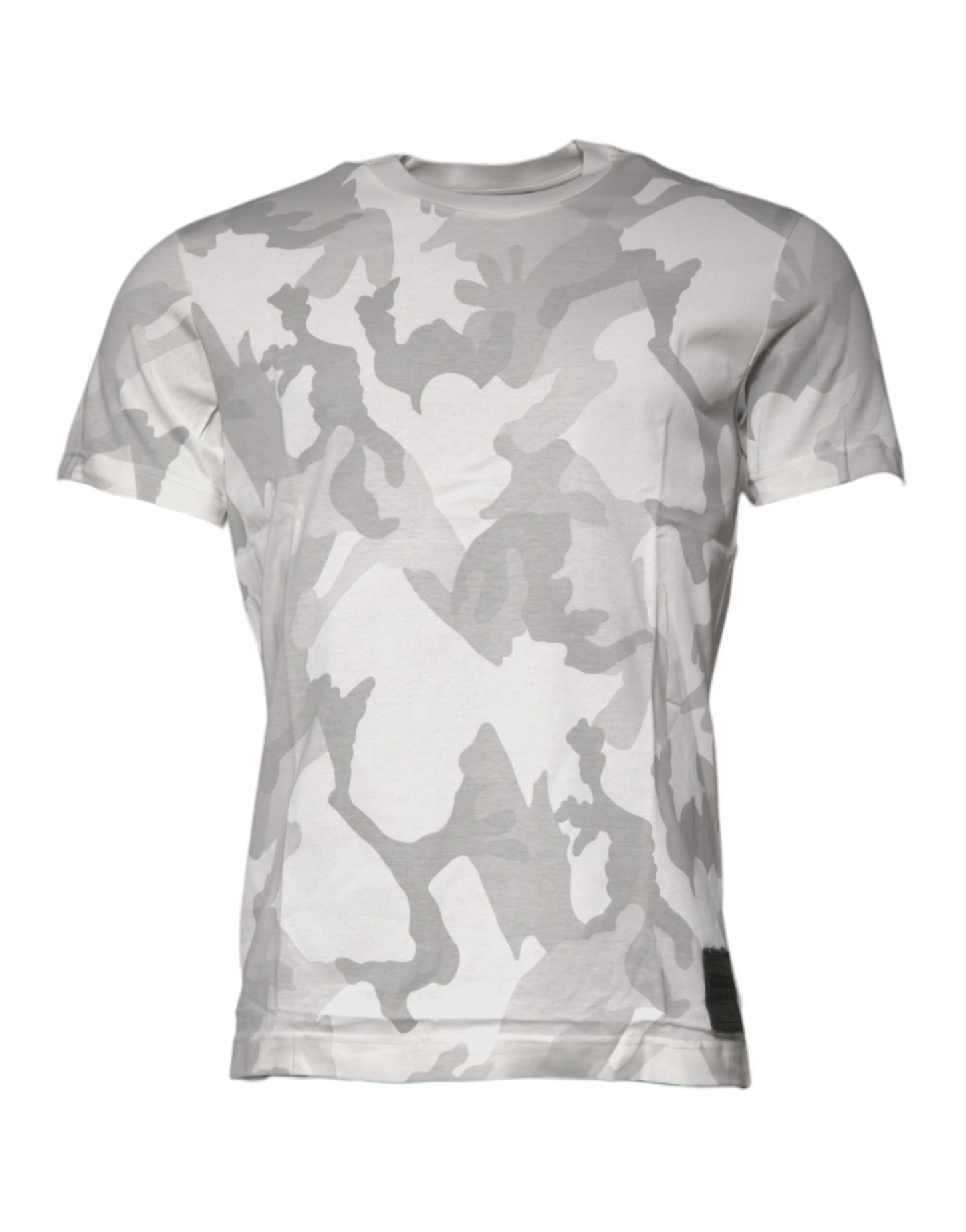 Dolce & Gabbana White Gray Camouflage Cotton Crew Neck T-shirt Dolce & Gabbana