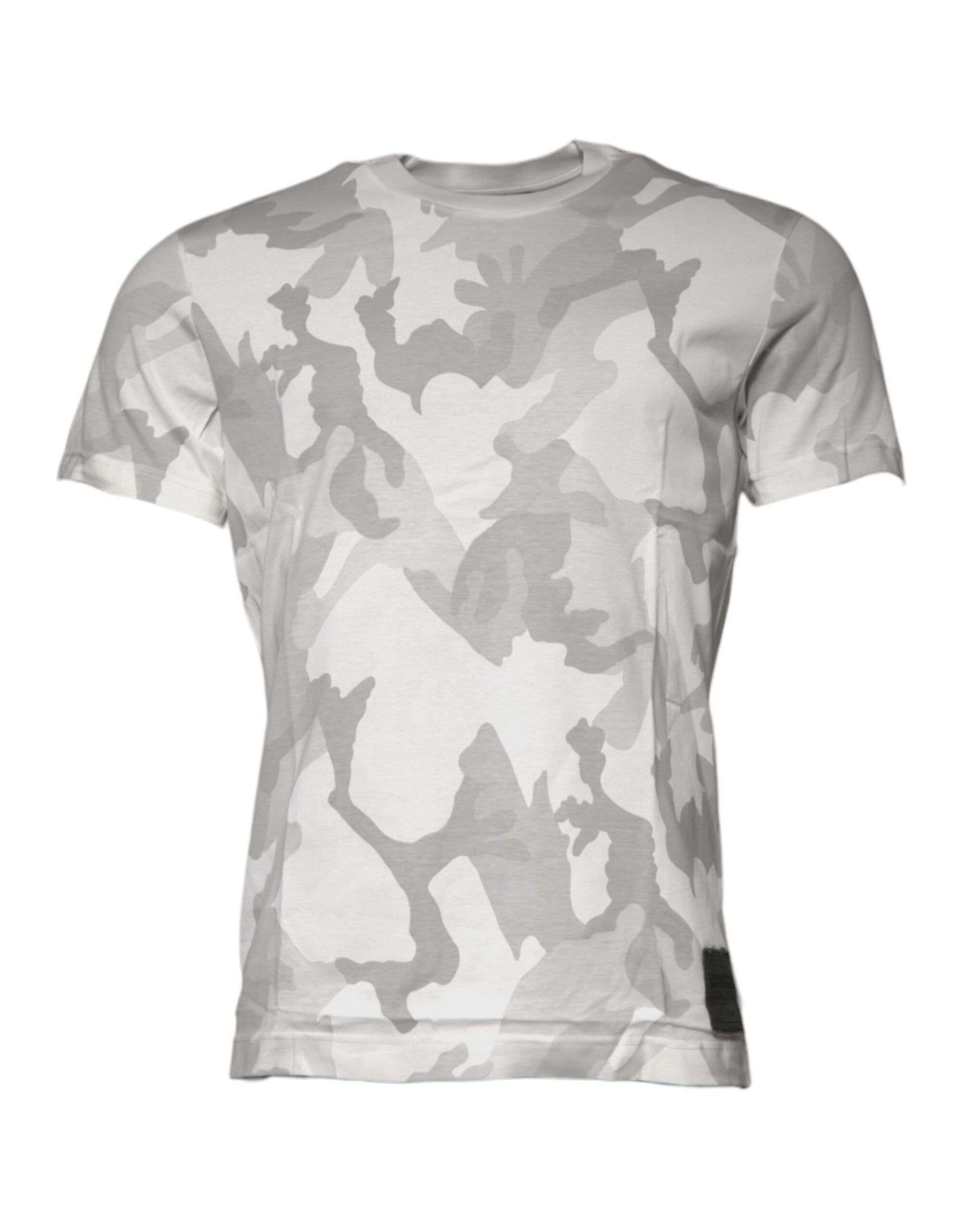 Dolce & Gabbana White Gray Camouflage Cotton Crew Neck T-shirt Dolce & Gabbana