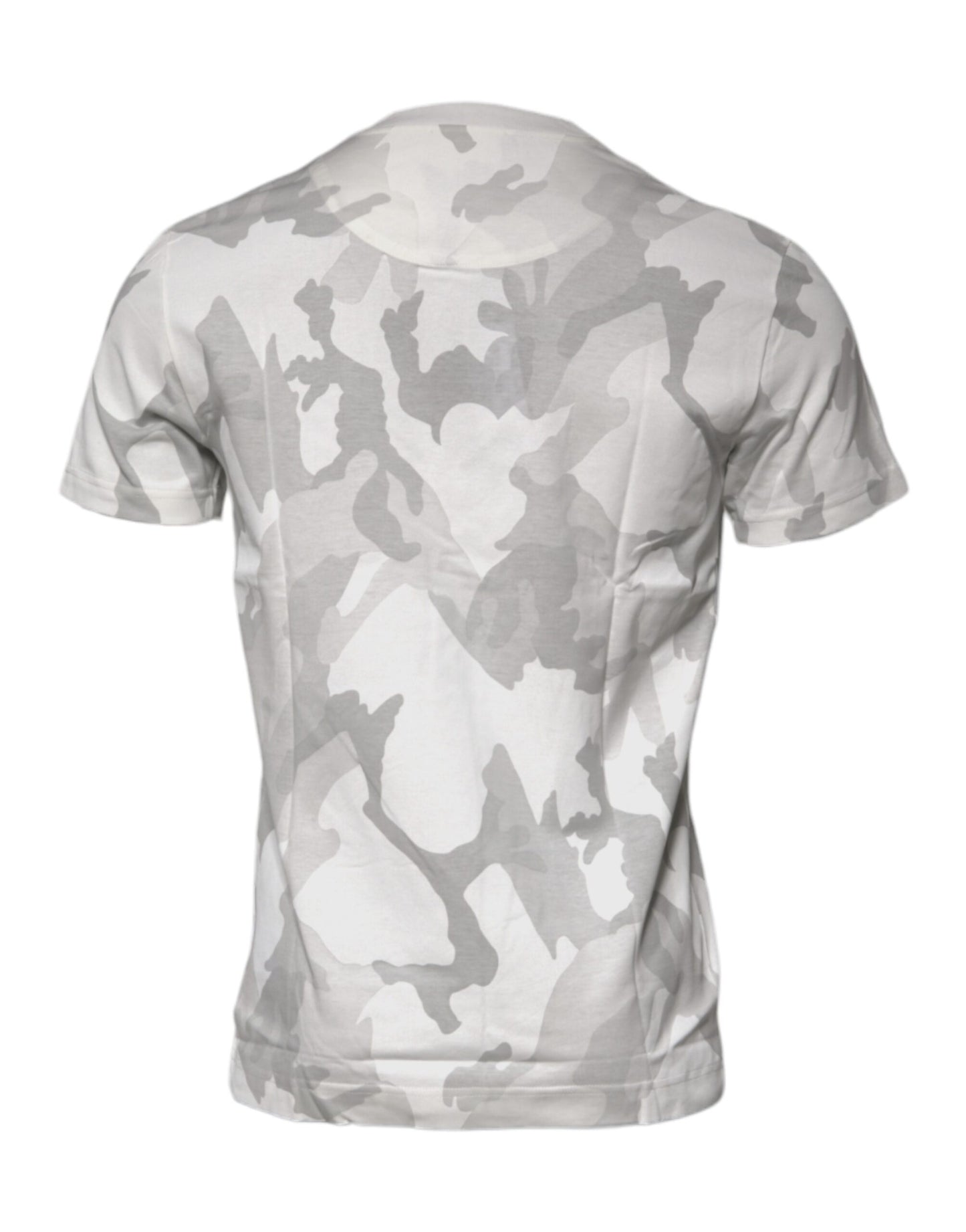 Dolce & Gabbana White Gray Camouflage Cotton Crew Neck T-shirt Dolce & Gabbana